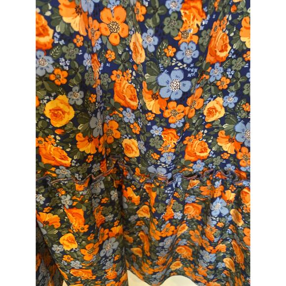 Kirundo Floral Mini Shift Dress EUC Sz Lg Ruffle Hem Neck Tie Polyester Light - Picture 4 of 13